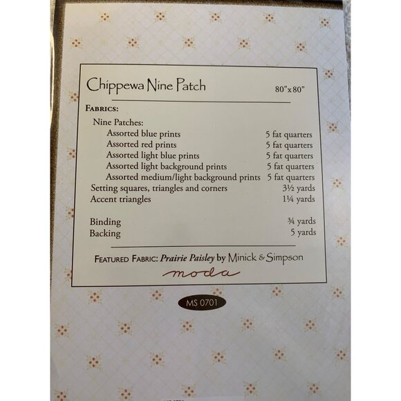 Minick & Simpson Chippewa Nine Patch Quilt Pattern - New - Picture 4 of 9